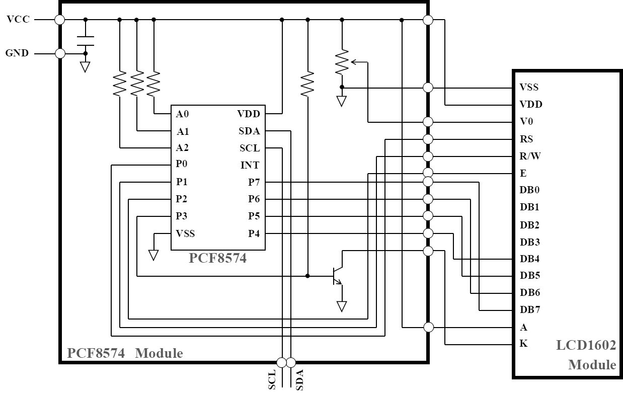 LCD1602モジュール回路図